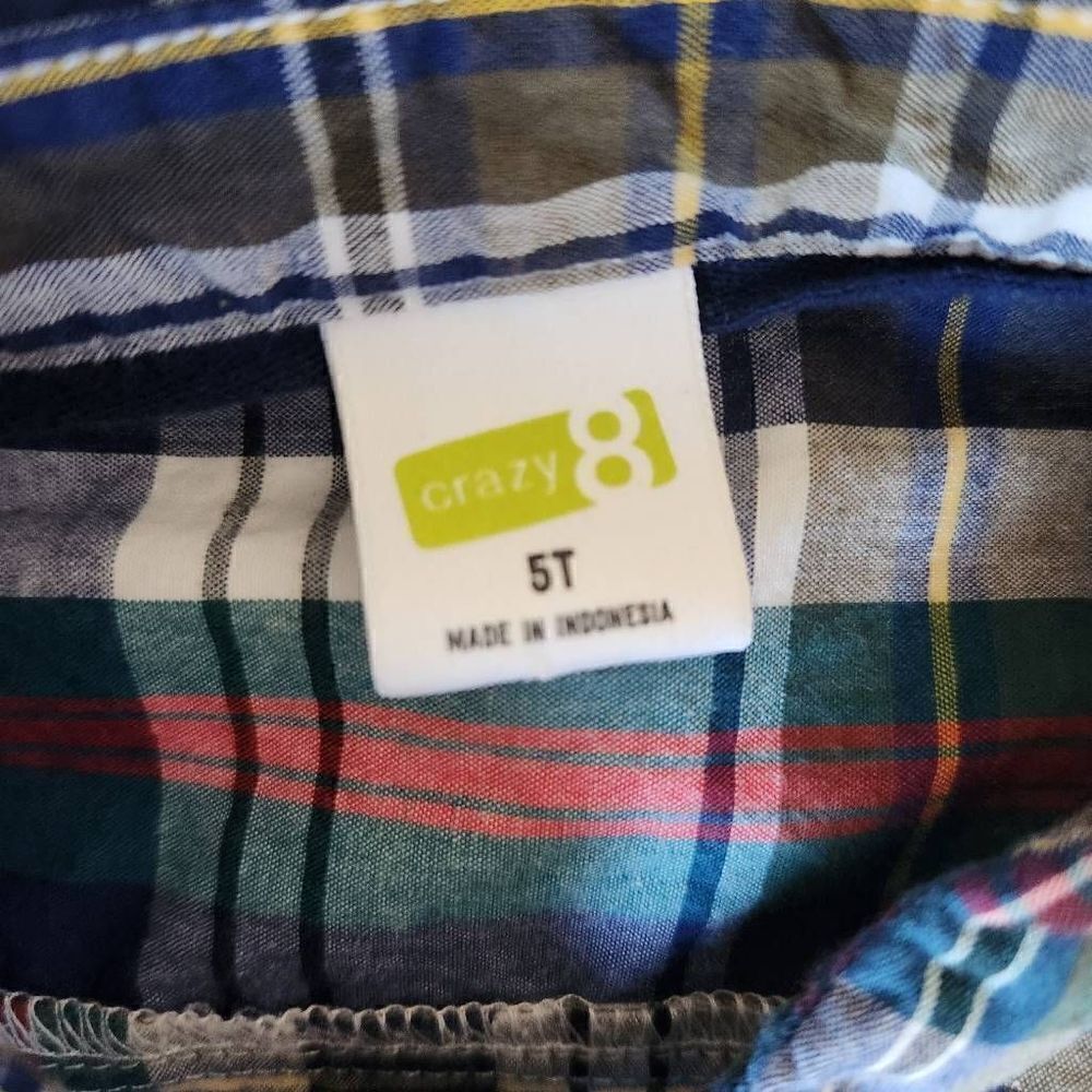 Crazy 8 button up dress shirt plaid excellent condition 100% cotton long sleeve - Picture 2 of 5